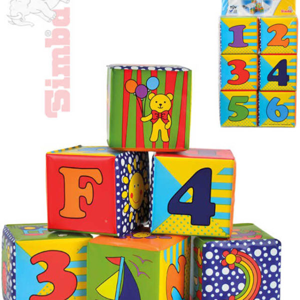 SIMBA Baby soft kostky měkké set 6ks s obrázky, čísly a písmenky pro miminko