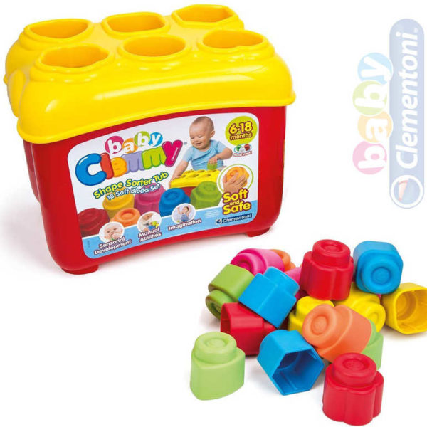 CLEMENTONI CLEMMY Baby Kyblík prostrkovací s 18 kostkami