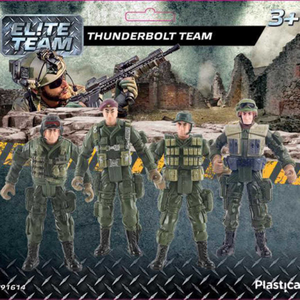 PLASTICA Army sada 4 figurky vojáci Thunderbolt Team na kartě plast