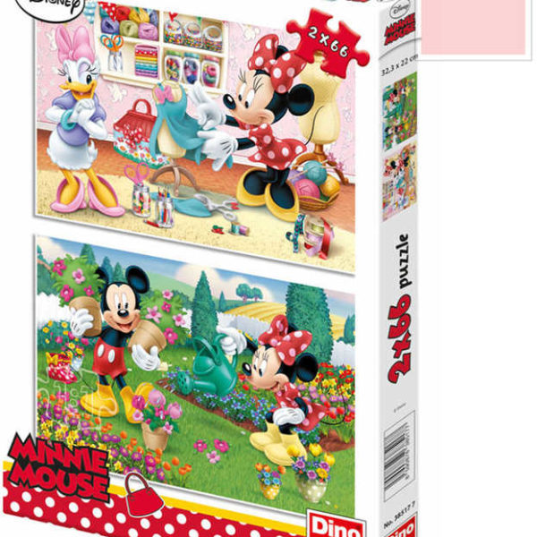 DINO Puzzle 32x22cm Disney Pracovitá Minnie 2x66 dílků v krabici 2v1