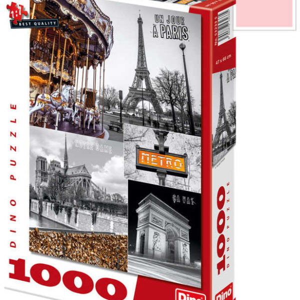 DINO Puzzle Paříž koláž 47x66cm set 1000 dílků v krabici