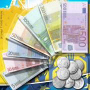 EFKO Peníze dětské EURO bankovky a mince na kartě