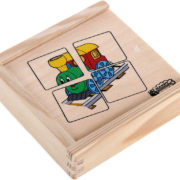 WOODY DŘEVO Minipuzzle "Mašinka" v dřevěné krabičce * DŘEVĚNÉ HRAČKY *