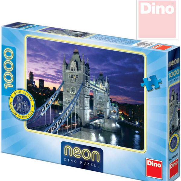 DINO Puzzle Tower Bridge neon XL 66x47cm 1000 dílků svítící