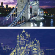 DINO Puzzle Tower Bridge neon XL 66x47cm 1000 dílků svítící