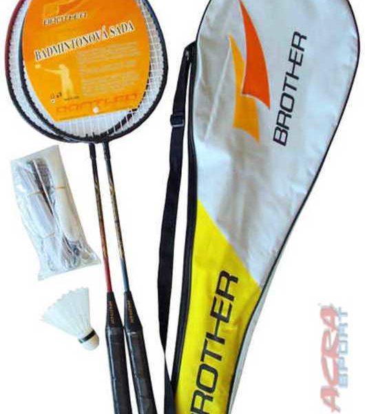 ACRA Badminton sada raketami, košíčky a síťkou BROTHER