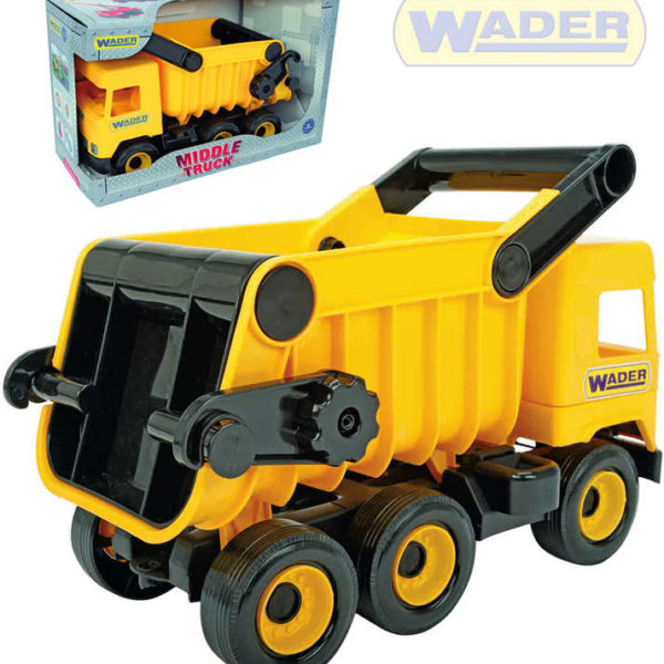 WADER Auto Middle Truck sklápěč 38cm žlutý plast v krabici 32121