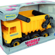 WADER Auto Middle Truck sklápěč 38cm žlutý plast v krabici 32121