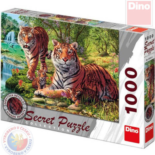 DINO Puzzle Tygři 66x47cm secret collection set 1000 dílků v krabici