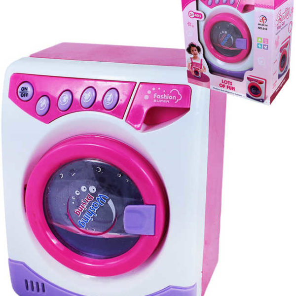 Pračka plastová dětská otevírací dvířka růžovofialová Zvuk