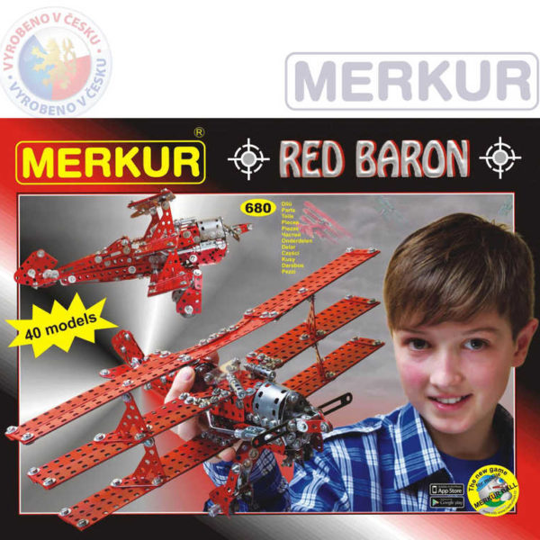 MERKUR Red Baron 40 modelů 680 dílků KOVOVÁ STAVEBNICE