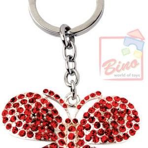 BINO Přívěsek zdobený s drahokamy motýl červený 10cm na klíče kov v sáčku