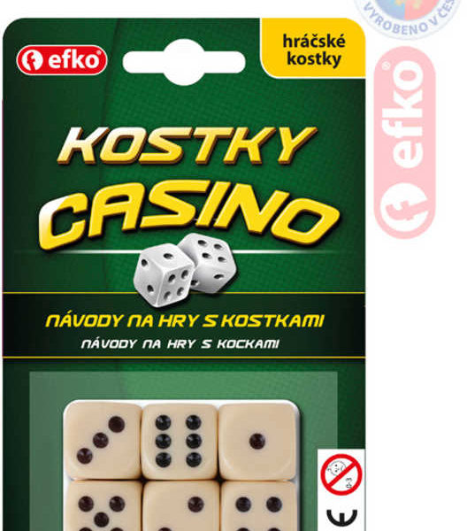 EFKO Hra kostky hrací kasino keramické slonová kost set 6ks na kartě