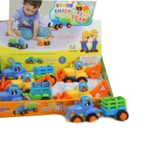 Dětský baby barevný nakladač 2 radlice / traktor s vlečkou plast