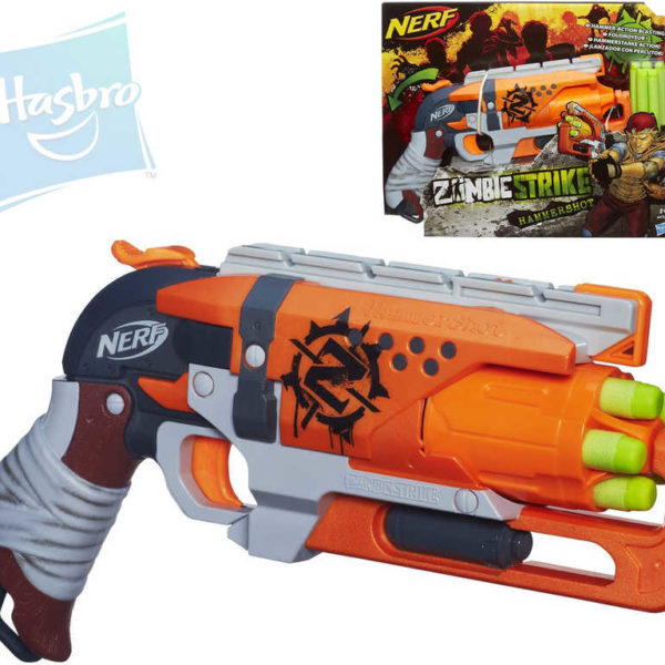 HASBRO NERF ELITE Zombie strike Hammershot set pistole s 5 náboji plast