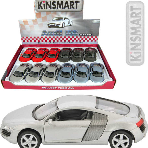 KINSMART Auto model 1:36 Audi R8 kov PB 13cm 4 barvy