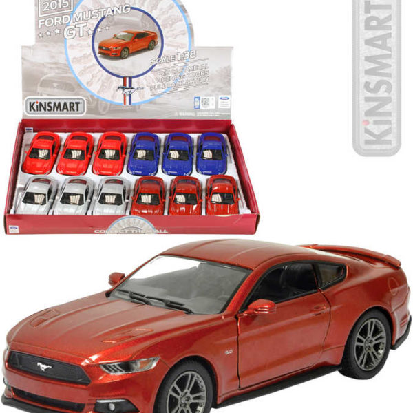 KINSMART Auto model 1:38 FORD Mustang GT 2015 kov PB 13cm 4 barvy