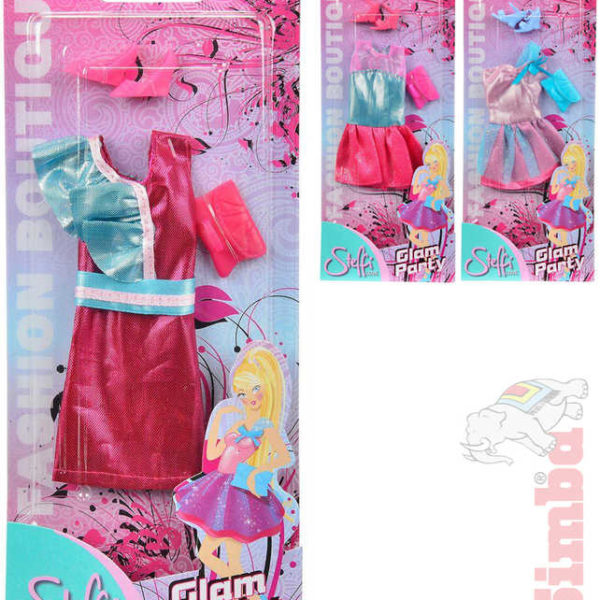 SIMBA Steffi Love šaty Glam Party pro panenku 3 druhy set s doplňky na kartě