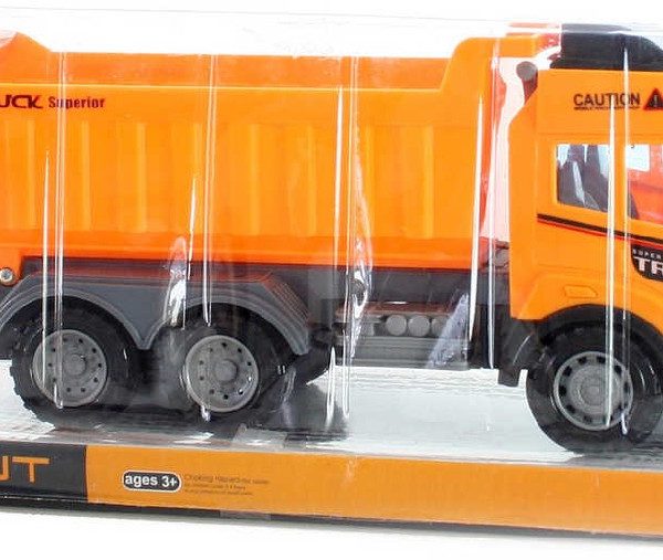 Auto nákladní 29cm sklápěčka oranžová na setrvačník plast
