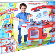 Kuchyňka dětská 81x33x83cm funkční set s nádobím a potravinami plast