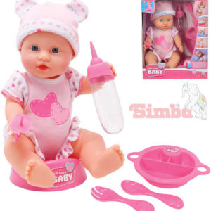 SIMBA New Born Baby panenka miminko holčička 30cm pije čůrá set s doplňky