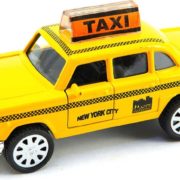 Auto taxi žluté 11cm kovový taxík zpětný nátah na baterie Světlo Zvuk