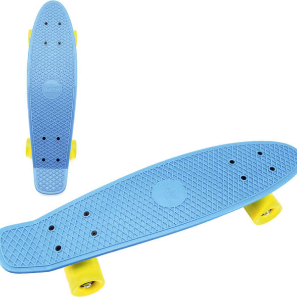 Skateboard dětský pennyboard modrý 60cm kovové osy žlutá kola