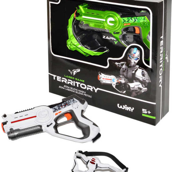 HRA Laserová Territory game single set bojová maska + pistole 2 barvy v krabici