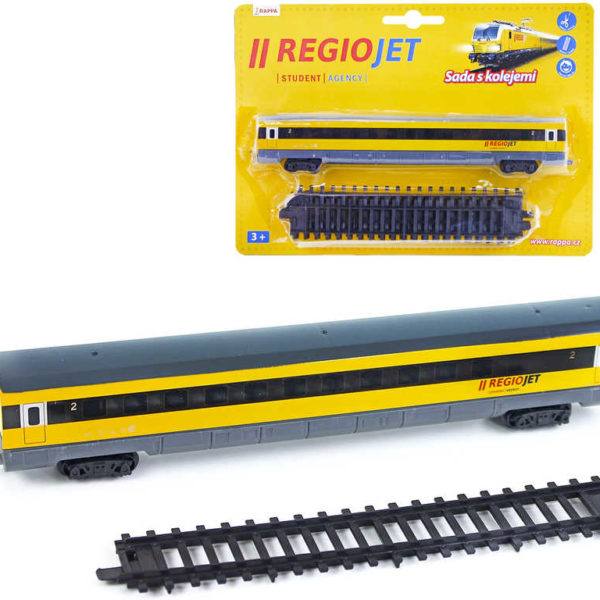 RegioJet sada vlaková vagón + koleje 4ks rozšíření k vláčkodráze plast