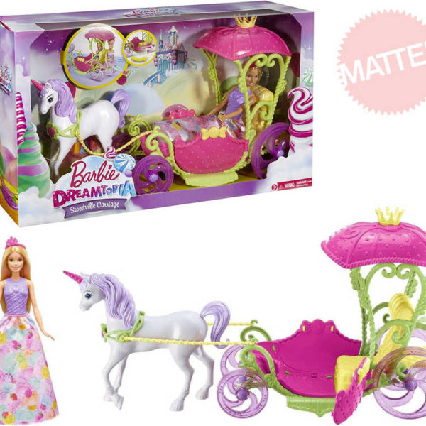 MATTEL BRB Panenka Barbie set kočár ze sladkého království s koněm a panenkou