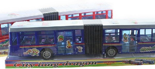 Autobus velký kloubový 63cm harmonika na setrvačník funkční dveře 2 barvy