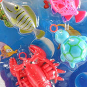 Hra Rybaření vodní set 5 zvířátek s prutem a síťkou na chytání na kartě plast