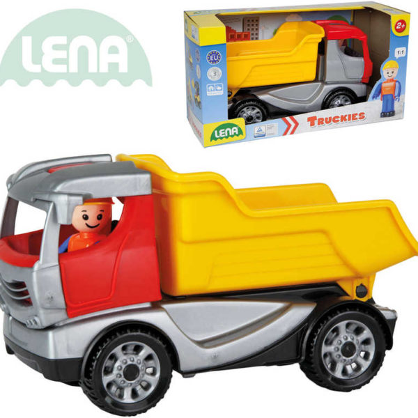 LENA Truckies sklápěč 22cm set baby autíčko + panáček 01620 plast