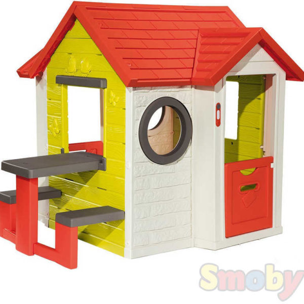 SMOBY Domeček dětský s piknikovým stolkem My House zvonek na baterie plast