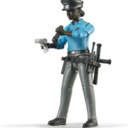 BRUDER 60431 Figurka policistka tmavá pleť 11cm černoška set s doplňky plast