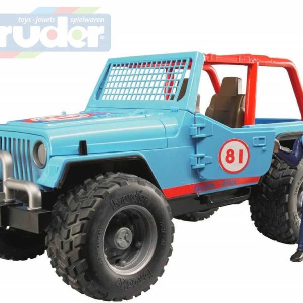 BRUDER 02541 Auto jeep terénní Cross Country modrý set s figurkou a doplňky