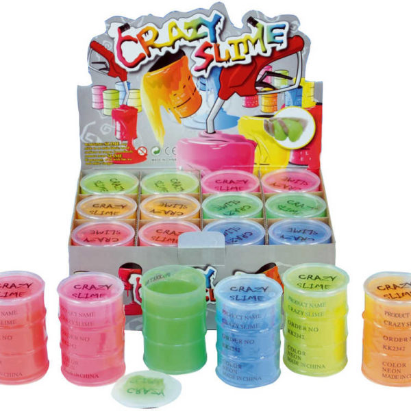 Sliz zábavná hmota v plastovém barelu 8x5,5cm neonový 6 barev