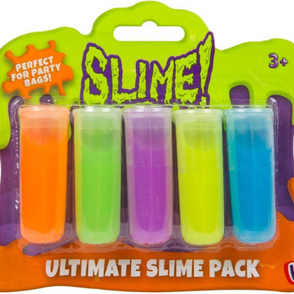 Sliz Slime zábavný barevný set 5ks na kartě v plastové tubě