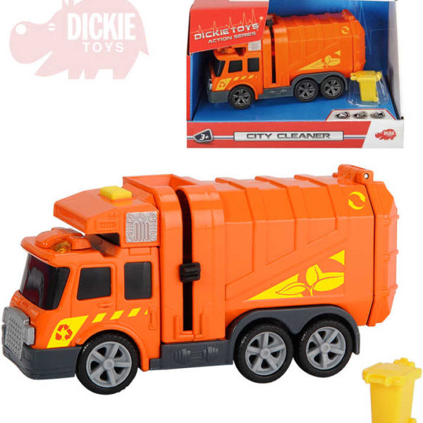 DICKIE Auto funkční Popeláři 15cm na baterie volný chod Světlo Zvuk