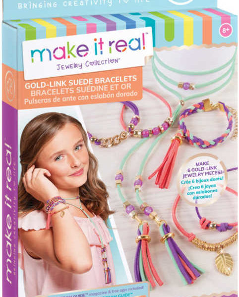 Náramky a náhrdelník zlatá edice dětský kreativní set s korálky a doplňky