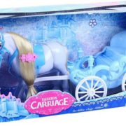 Kočár královský plastový set s česacím koněm zimní království v krabici