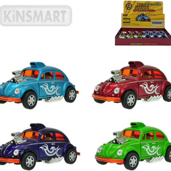 KINSMART Volkswagen Beetle Custom model 1:32 kov 12cm zpětný chod 4 barvy