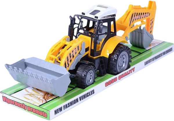 Traktor stavební auto 50cm nakladač přední + zadní lžíce bagr plast