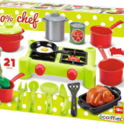 ECOIFFIER Baby vařič velký plastový set 21ks s nádobím a potravinami v krabici
