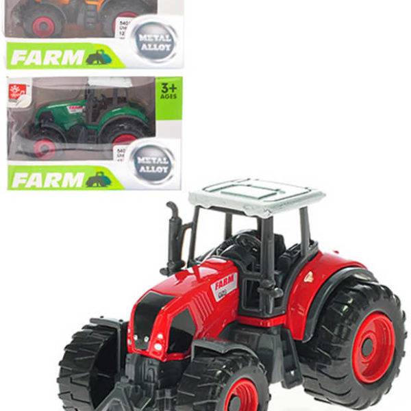Traktor farmářský 8cm volný chod kovový 3 barvy v krabičce