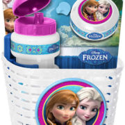 Doplňky plastové na dětské kolo Frozen set košík, láhev na nápoj, zvonek
