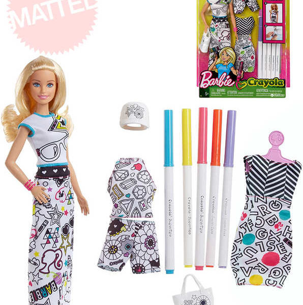 MATTEL BRB Barbie D.I.Y. Crayola vybarvování šatů set s panenkou a doplňky