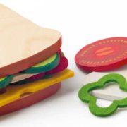 WOODY DŘEVO Sada výroba sendviče dětské makety potravin v taštičce