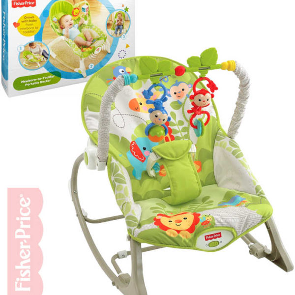 FISHER PRICE Baby sedátko houpací pro miminko batole Rainforest s hrazdičkou