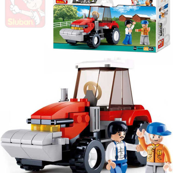 SLUBAN Stavebnice TOWN traktor set 103 dílků + 2 figurky plast